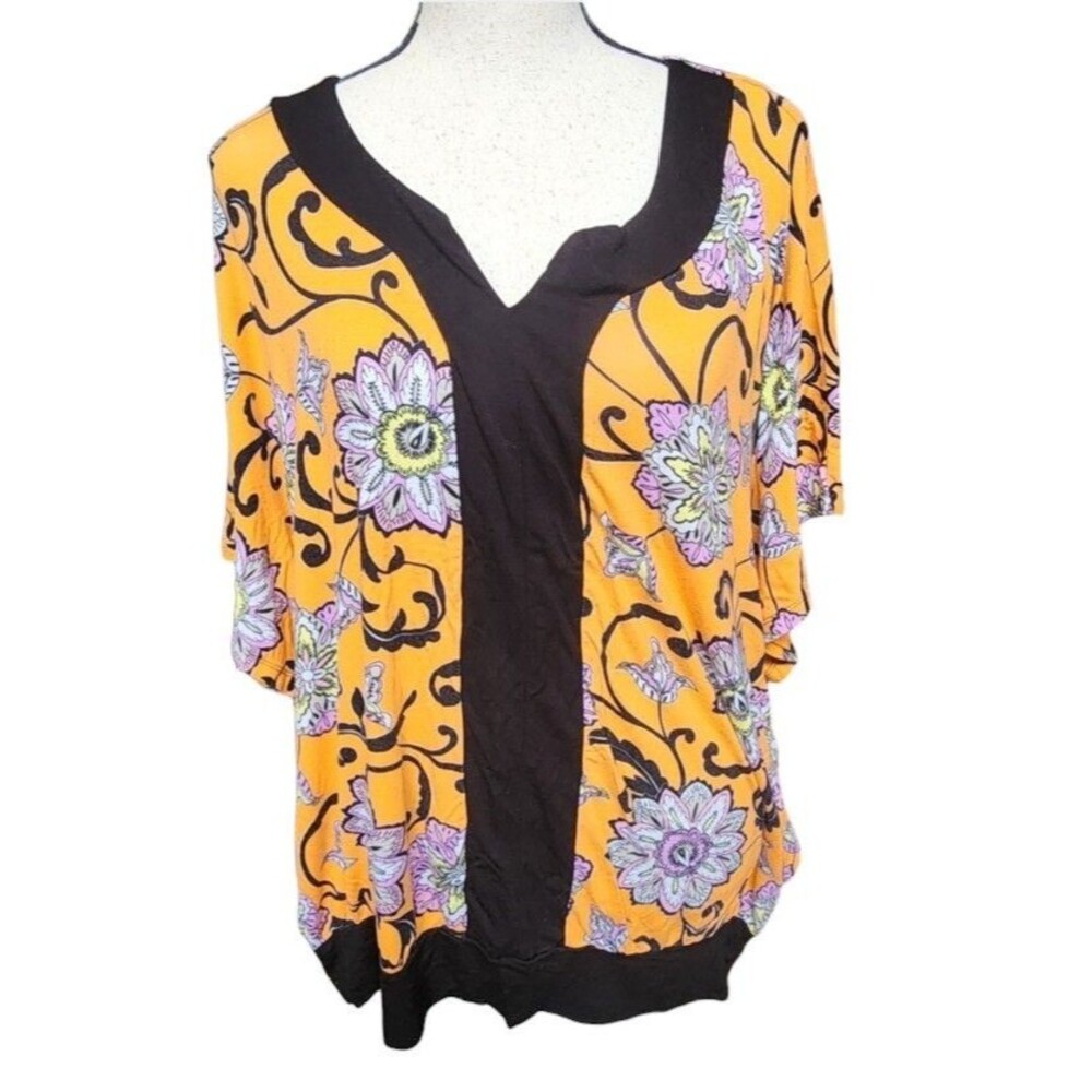 Beverly Drive Size 1X Flowy Casual Rayon Top Boho Floral